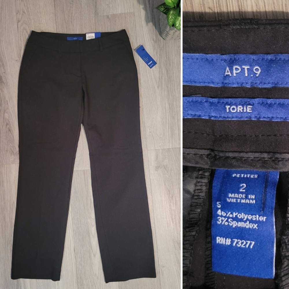 Apt.9 (NWT) Torie Black Slack Trouser Curvy Women's 2 Petite